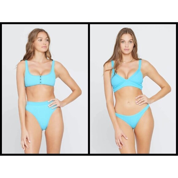 💕L*SPACE💕 Henley Ribbed Bikini Aquarius XL NWT - Picture 1 of 15